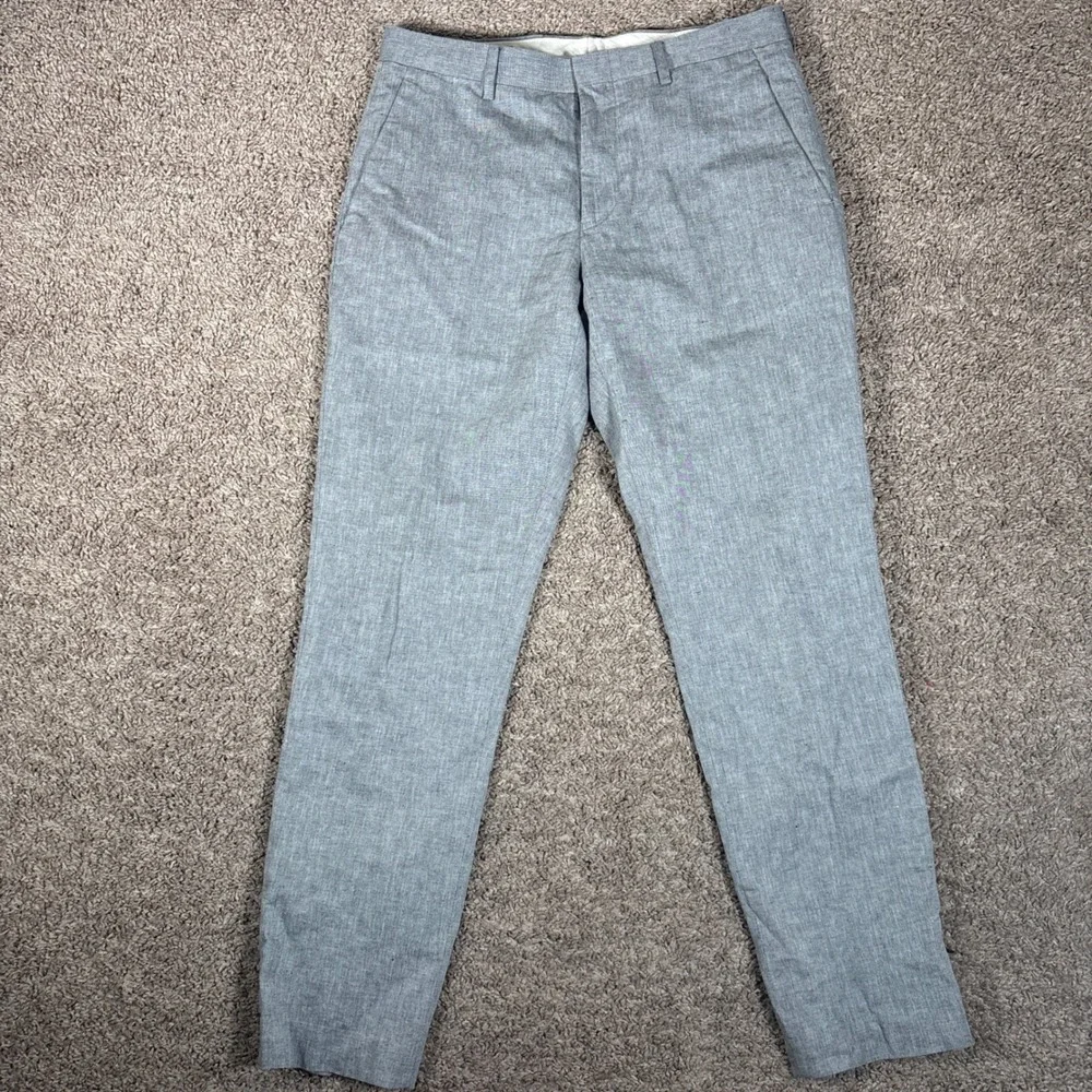 J.Crew Ludlow Slim Fit Cotton Linen Dress Pants Light Gray Mens 30x30